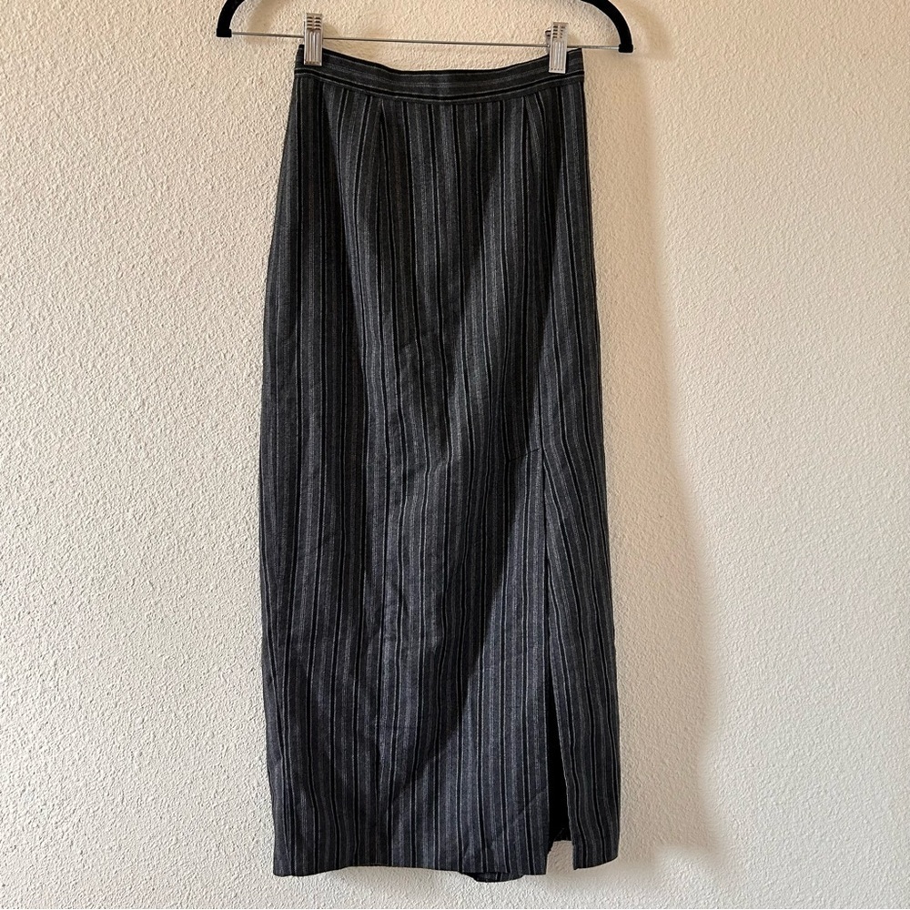 Vintage Stripe Midi Skirt Gray Women size XSmall